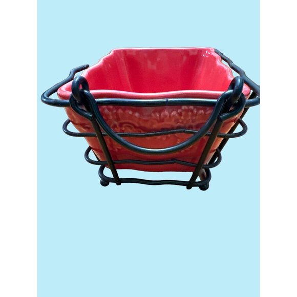 Temp-tations Temptations by Tara 1 Quart Casserole Dish Wire Basket Hot Plate - Picture 5 of 8